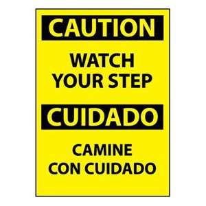 Bilingual Vinyl Sign   Caution Watch Your Step  Industrial 