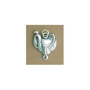  Sterling Silver Charm, Horse Saddle, 1 Sided, 3/4 inch 