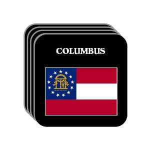 US State Flag   COLUMBUS, Georgia (GA) Set of 4 Mini Mousepad Coasters