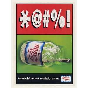  1999 Kraft Miracle Whip Empty Jar *@#% Print Ad (45855 