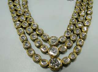 vintage 20 ct Gold Diamond kundan meena necklace choker w earrings 