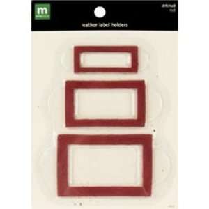  Leather Label Holders 3 Sizes/Pkg Red Stitched Arts 
