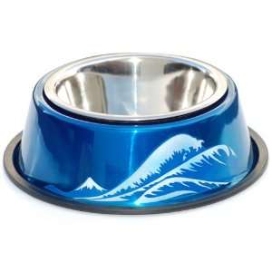   Blue Wave Hand Painted Two Piece Bowl with Skid Stop