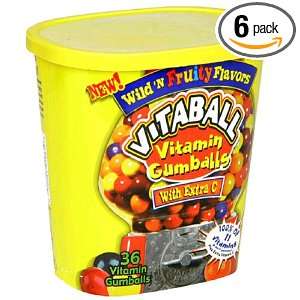 Vitaball Vitamin Gumballs, with Extra C, Wild N Fruity Flavors, Case 