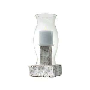  Reclaimed Wood Hurricane Pillar Holder Glass Hour Set of 2 