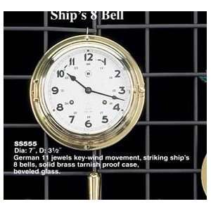  Ships 8 Bell Clock Solid Brass Case
