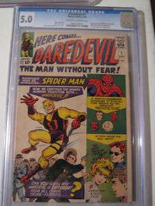 Marvel comic book CGC 5.0 Daredevil 1 Off W to W 1964  
