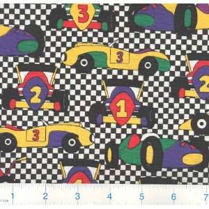  45 Wide Race Car Check Fabric By The Yard Arts, Crafts 