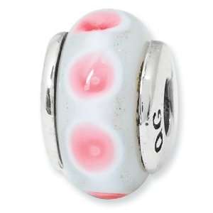 Sterling Silver Reflections Kids Pink Hand blown Glass Bead (3.25mm 