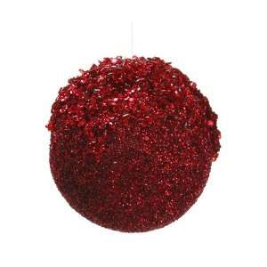  6 Beaded Ball Ornament Red (Pack of 4)