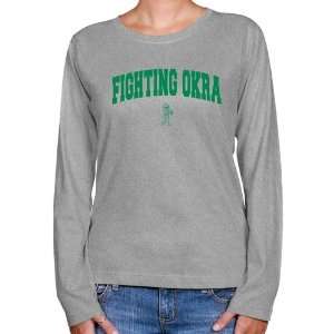  Delta State Fighting Okra Ladies Ash Logo Arch Long Sleeve 