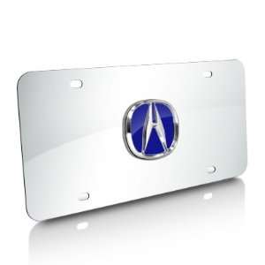 Acura Blue Infill 3D Logo Chrome Steel License Plate 