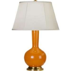  Robert Abbey Genie Brass and Orange Ceramic Table Lamp 