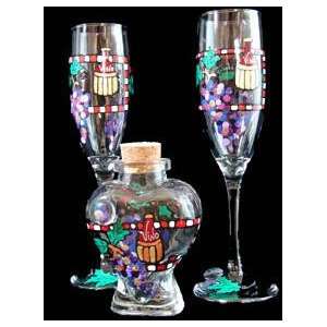 Wine Festival Design   Hand Painted   Large Heart Bottle & 2 matching 