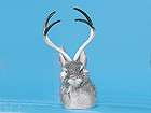 Gray Jackalope Head Mount Rabbit with Antlers Furry Animal Figurine 