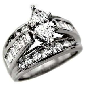  2.30ct Marquise Diamond Engagement Ring in 14k White Gold 