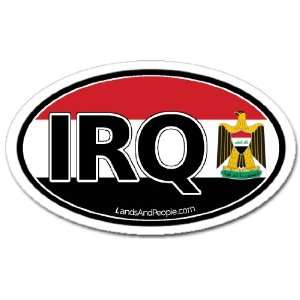  Iraq IRQ and Iraqi Flag Car Bumper Sticker Decal Oval 
