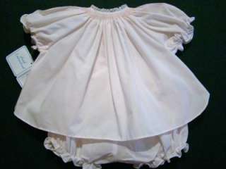 HAND~EMBROIDERED NEWBORN SMOCKED 2PC TOPPER SET W/LACE TRIM~NWTS 