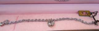   Couture Silver pave heart banner Charm Bracelet AuthenFastShip#JB3