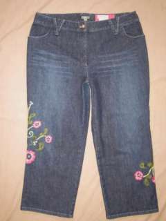   Jill size 16 stretch capri cropped embellished denim jeans  
