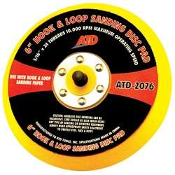ATD Tools 2076 6 DA Quick Change Hook and Loop Sanding Disc Pad with 