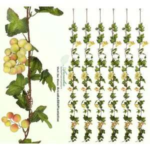  SIX 6 Artificial Grape Ivy Garlands with Grape Clusters 