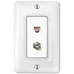   White Porcelain   1 Cable TV/1 Phone Jack Wallplate