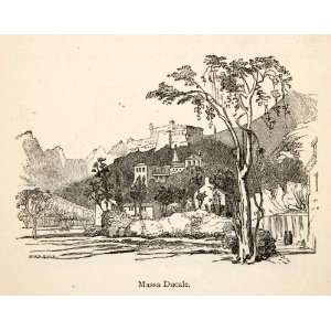   Malaspina Castle Fortress   Original In Text Wood Engraving Home