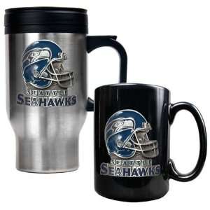  Seattle Seahawks Travel Mug & Ceramic Mug Set   Helmet 