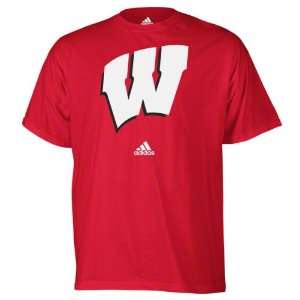  Wisconsin Badgers Red adidas Strong Logo T Shirt Sports 