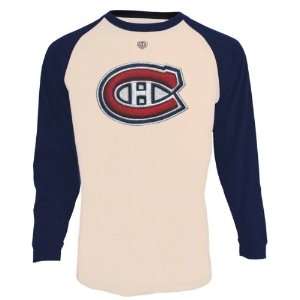 Montreal Canadiens Old Time Hockey White Weaver Long Sleeve Raglan T 