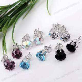 10x Multicolor Faceted Crystal Stopper Cocktail Earring  