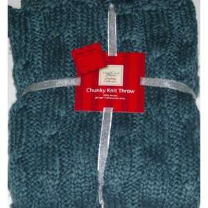  Chunky Knit Rich Blue Throw Blanket Soft Warm & Cuddly 