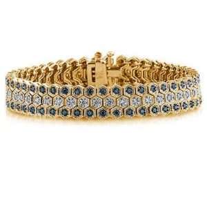  Blue And White Diamond Bracelet in 14k Yellow Gold SZUL 