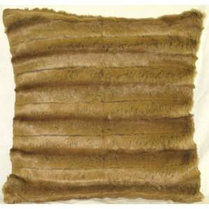 Faux Fur Golden Brown Stripe Pillow Cushion Cover 20 x 20