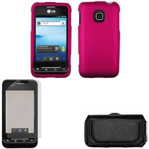  iFase Brand LG Optimus 2 AS680 Combo Rubber Rose Pink 