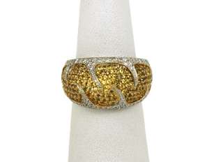 LeVIAN SIGNED 18K GOLD YELLOW SAPPHIRES & DIAMOND BAND RING  