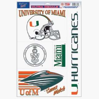  Miami Hurricanes Static Cling Decal Sheet *SALE* Sports 