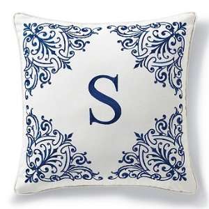  Monogrammed Outdoor Pillow in Brown/Blue   X   Frontgate 