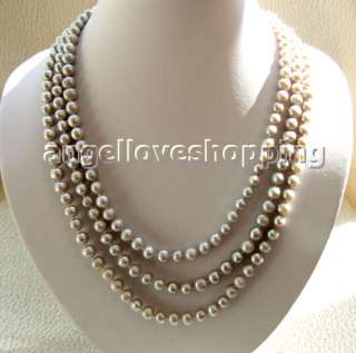item info 3 strand lengthen gray cultured freshwater pearl necklace