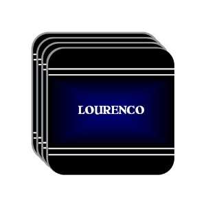 Personal Name Gift   LOURENCO Set of 4 Mini Mousepad Coasters (black 