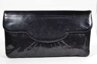 Black Vintage Judith Leiber Snakeskin Handbag Clutch  