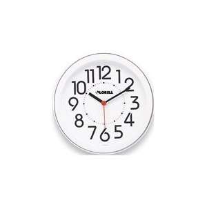  Lorell Round Profile Radio Controlled Wall Clock in WHITE 