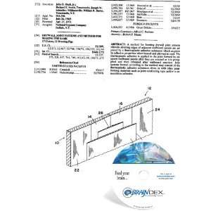 NEW Patent CD for DRYWALL JOINT SYSTEMS AND METHOD FOR MAKING THE SAME