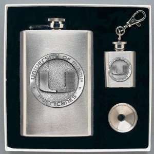 Miami Hurricanes Flask & Funnel Set (in Gift Box)   NCAA College 