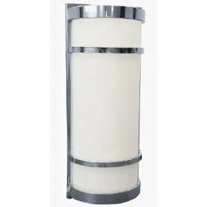   Outdoor Sconce, Half Cylinder with Twin Metal Bands, Satin Nickel 36W