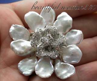 Noblest 45MM lamina white keshi reborn pearl pendant / broochI 