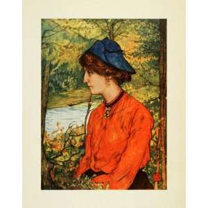  1905 Print Nico Jungmann Art Norwegian Girl Side Portrait 
