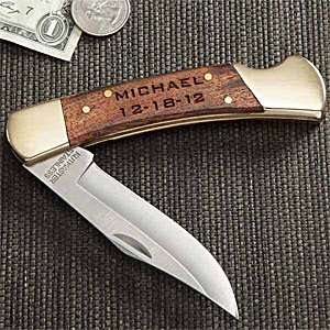 Personalized Brass Lockback Pocket Knife  Sports 