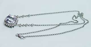 Designer 4ct Kunzite Diamond Necklace 18K White Gold Brand New  